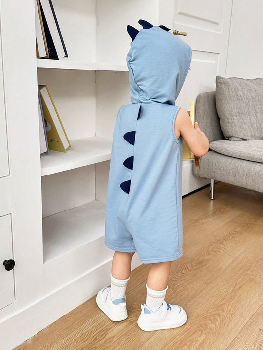 Baby Boy/Girl Casual Adorable Blue Dinosaur Style Knitted Hooded Romper Multicolor
