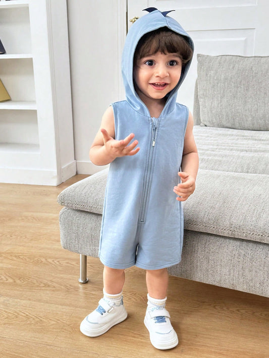 Baby Boy/Girl Casual Adorable Blue Dinosaur Style Knitted Hooded Romper