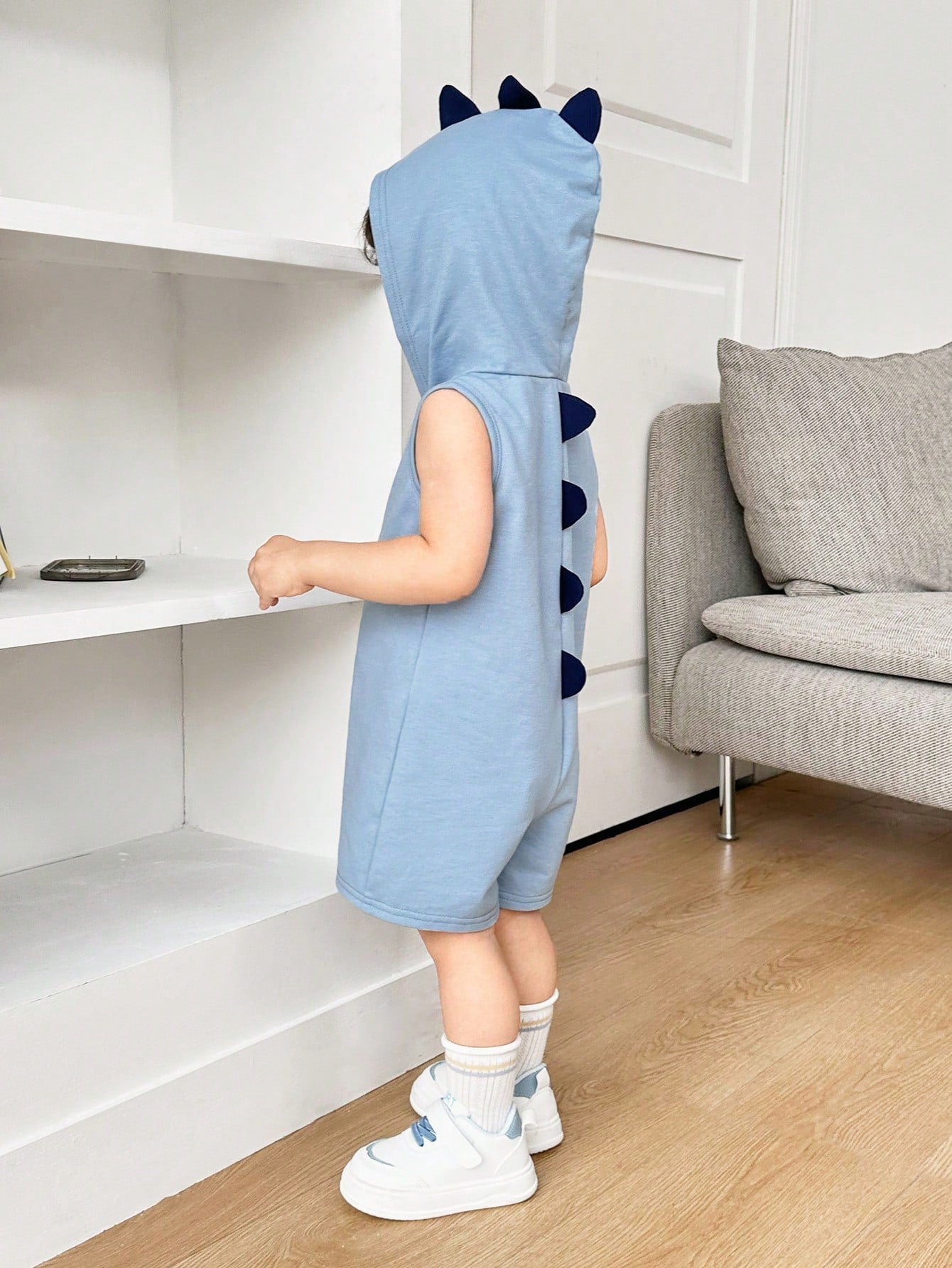 Baby Boy/Girl Casual Adorable Blue Dinosaur Style Knitted Hooded Romper