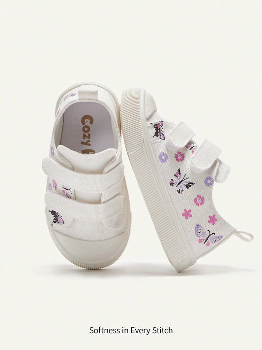 Cozy Pixies 1 Pair Girl Canvas Casual Flat Shoes With Butterfly Pattern