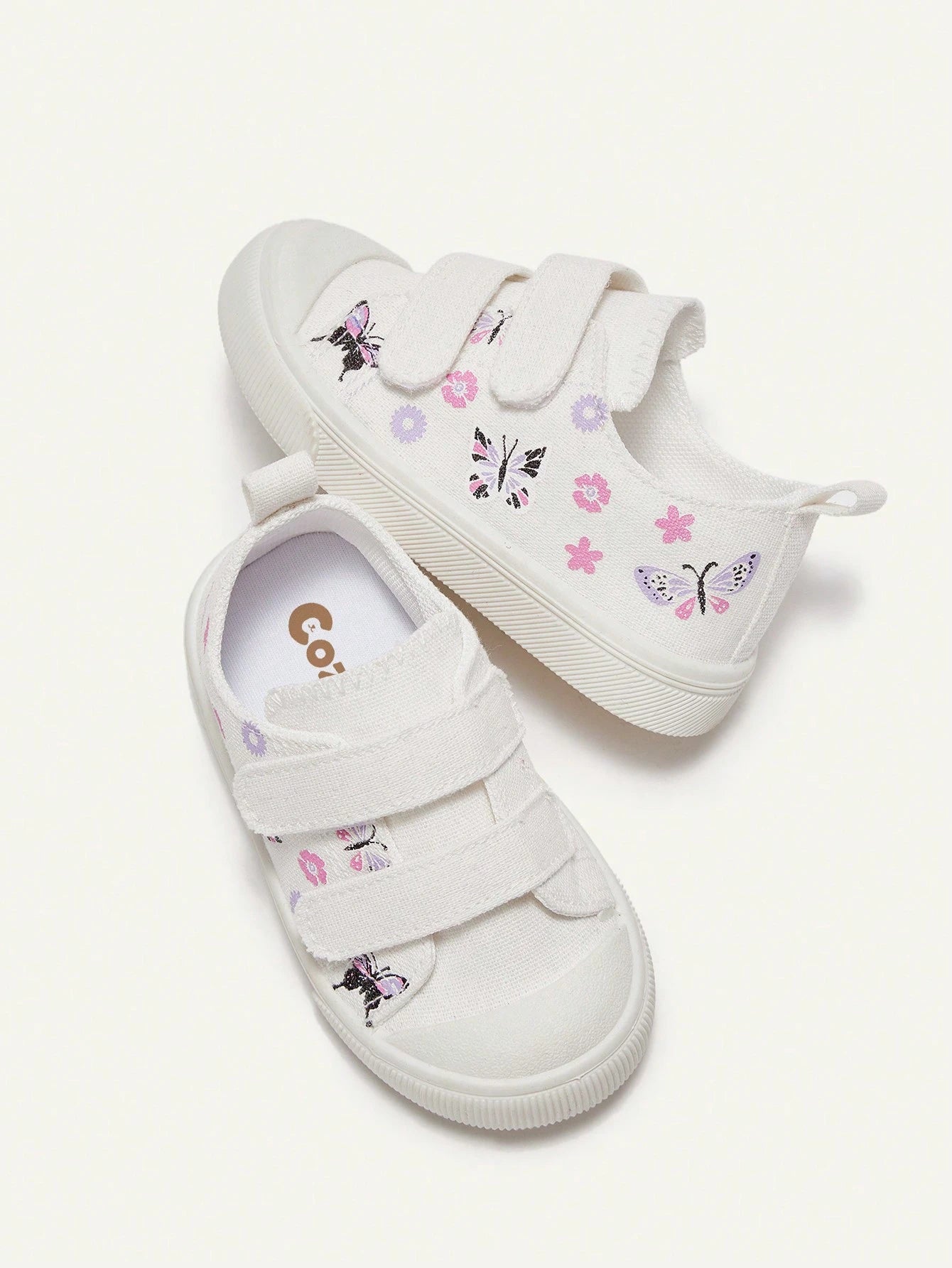 Cozy Pixies 1 Pair Girl Canvas Casual Flat Shoes With Butterfly Pattern