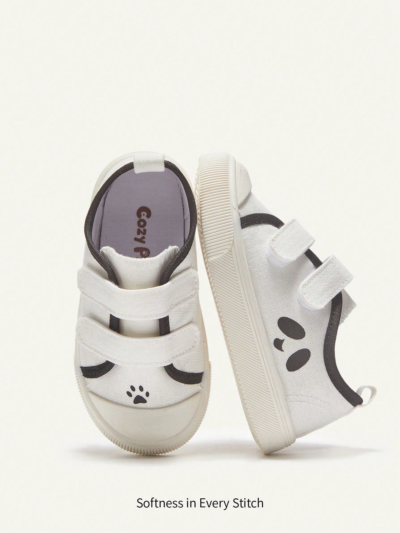 Cozy Pixies 1 Pair Girl Canvas Casual Flat Shoes With Butterfly Pattern White
