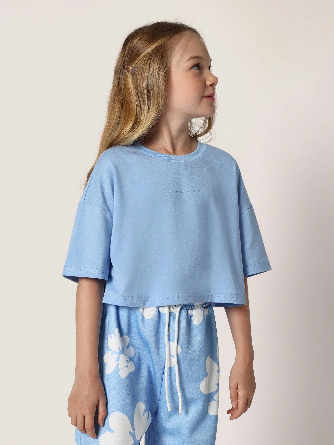 Tween Girls Everyday Play Crop Tee And Sweatpants With Flock Print