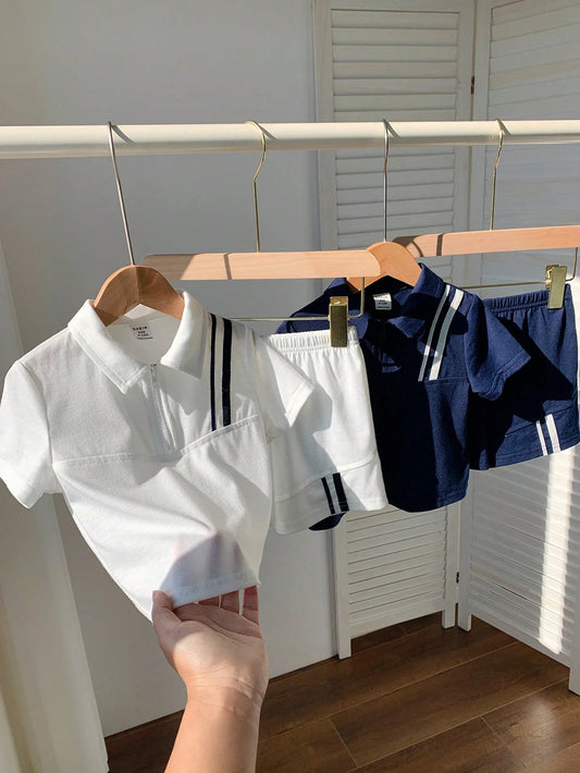 Lapel Short-Sleeved Cardigan Top And Shorts Four-Piece Set