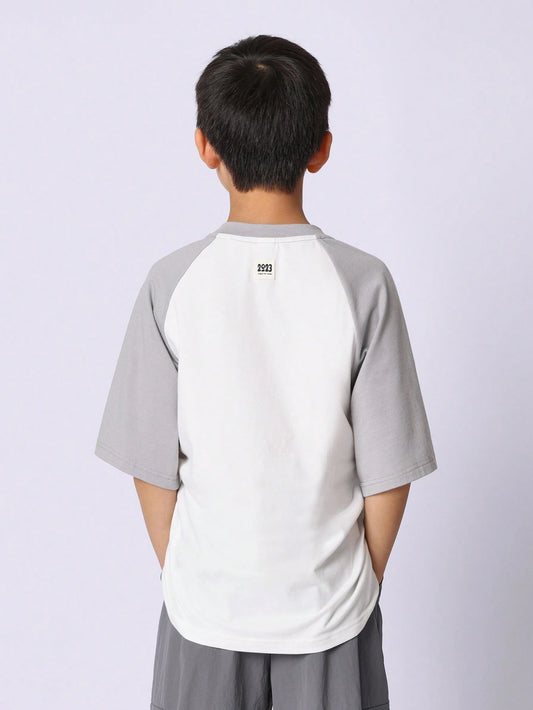 Tween Boys Comfy Oversized Fit Colour Block Raglan Tee