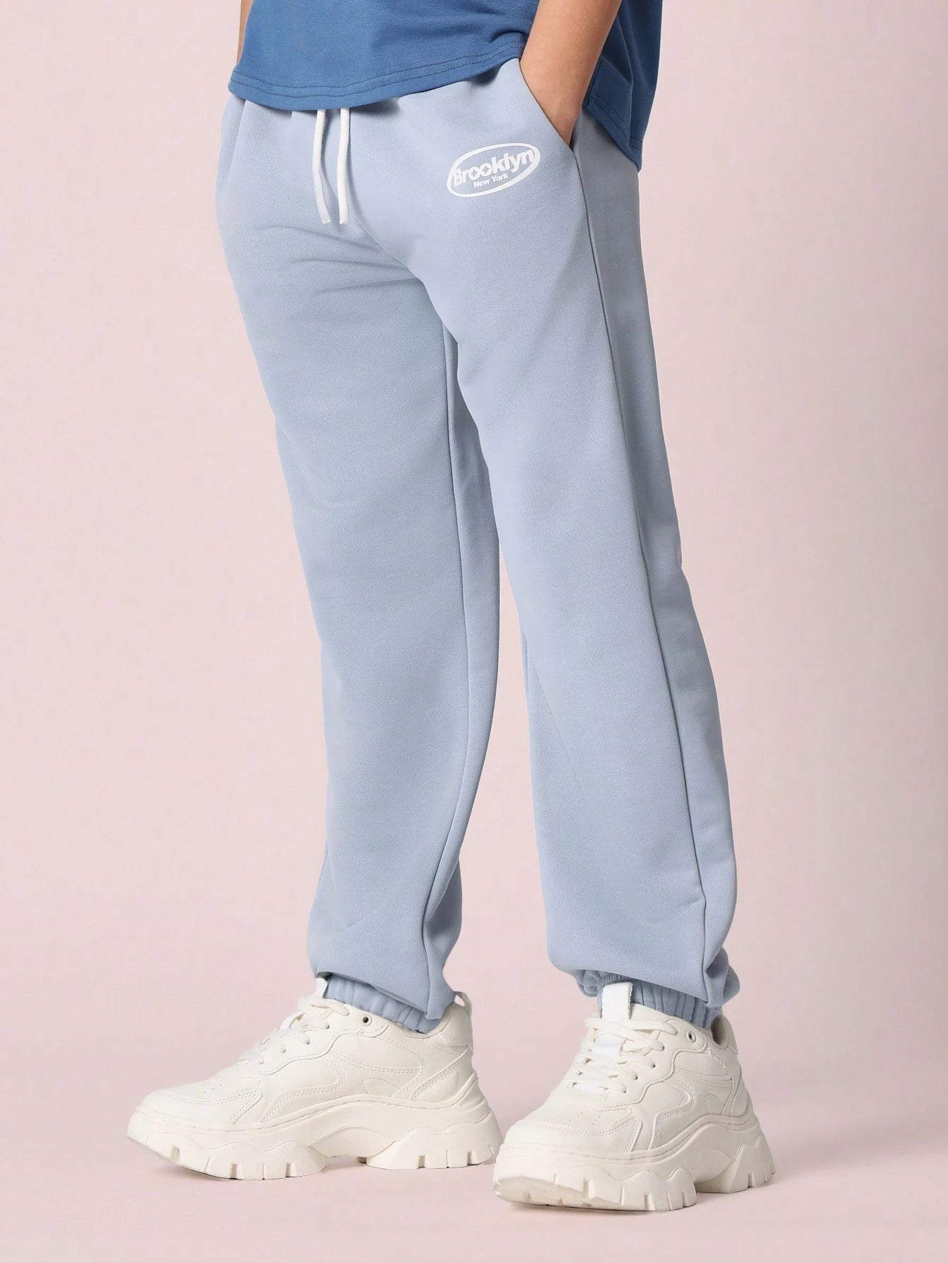 Tween Boys Comfy Oversized Fit Elbow Sleeve Tee And Contrast Slim Cuffed Jogger