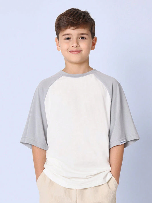 Tween Boys Comfy Oversized Fit Colour Block Raglan Short Sleeve Tee Multicolor