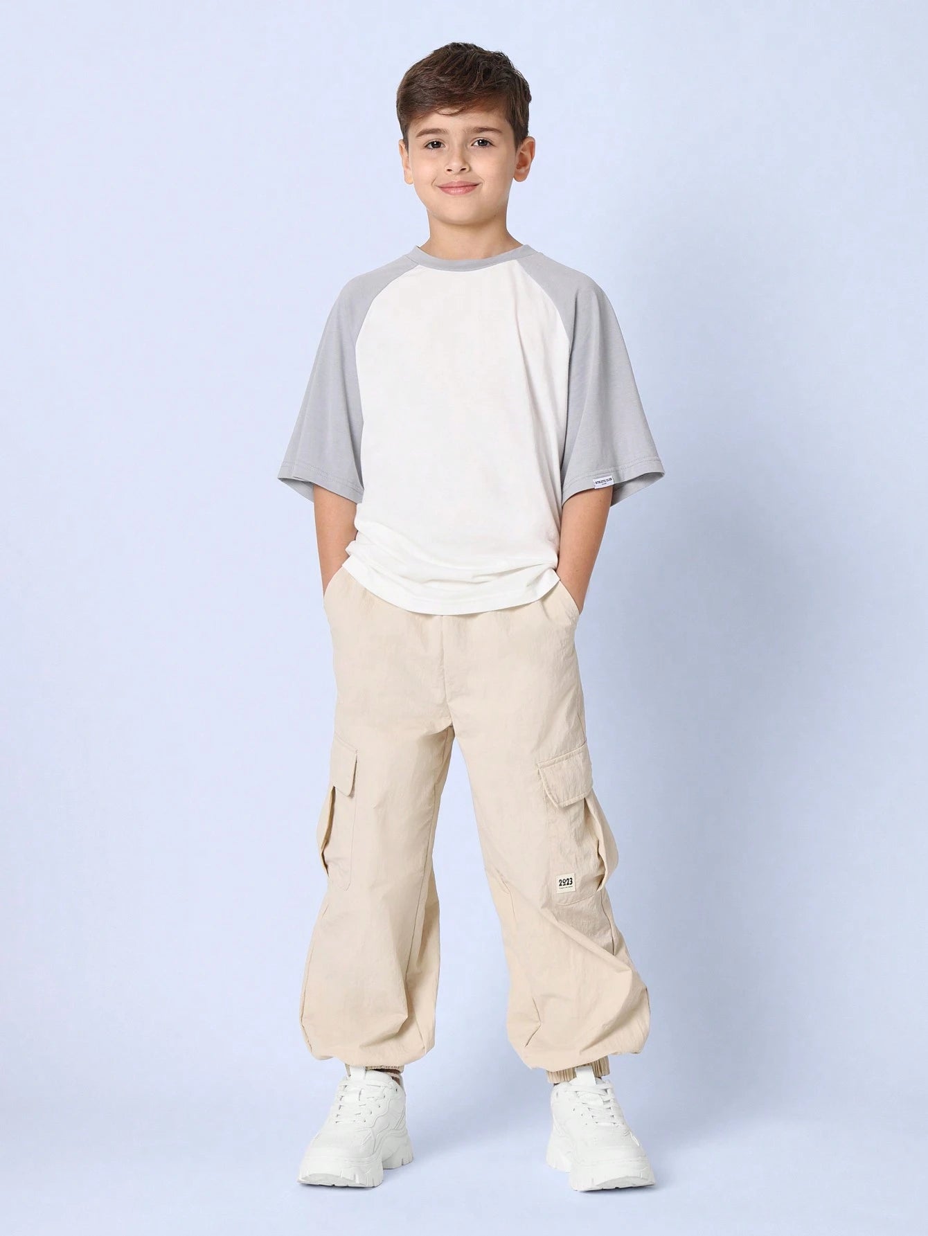 Tween Boys Comfy Oversized Fit Colour Block Raglan Short Sleeve Tee