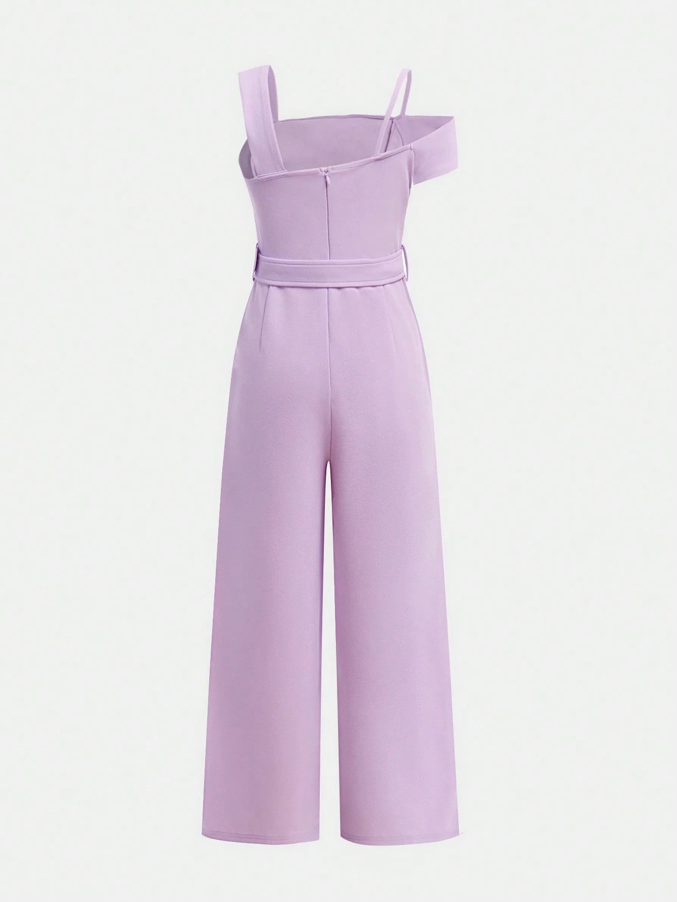 Tween Girl Daily Casual Woven Solid Color Strap Jumpsuit