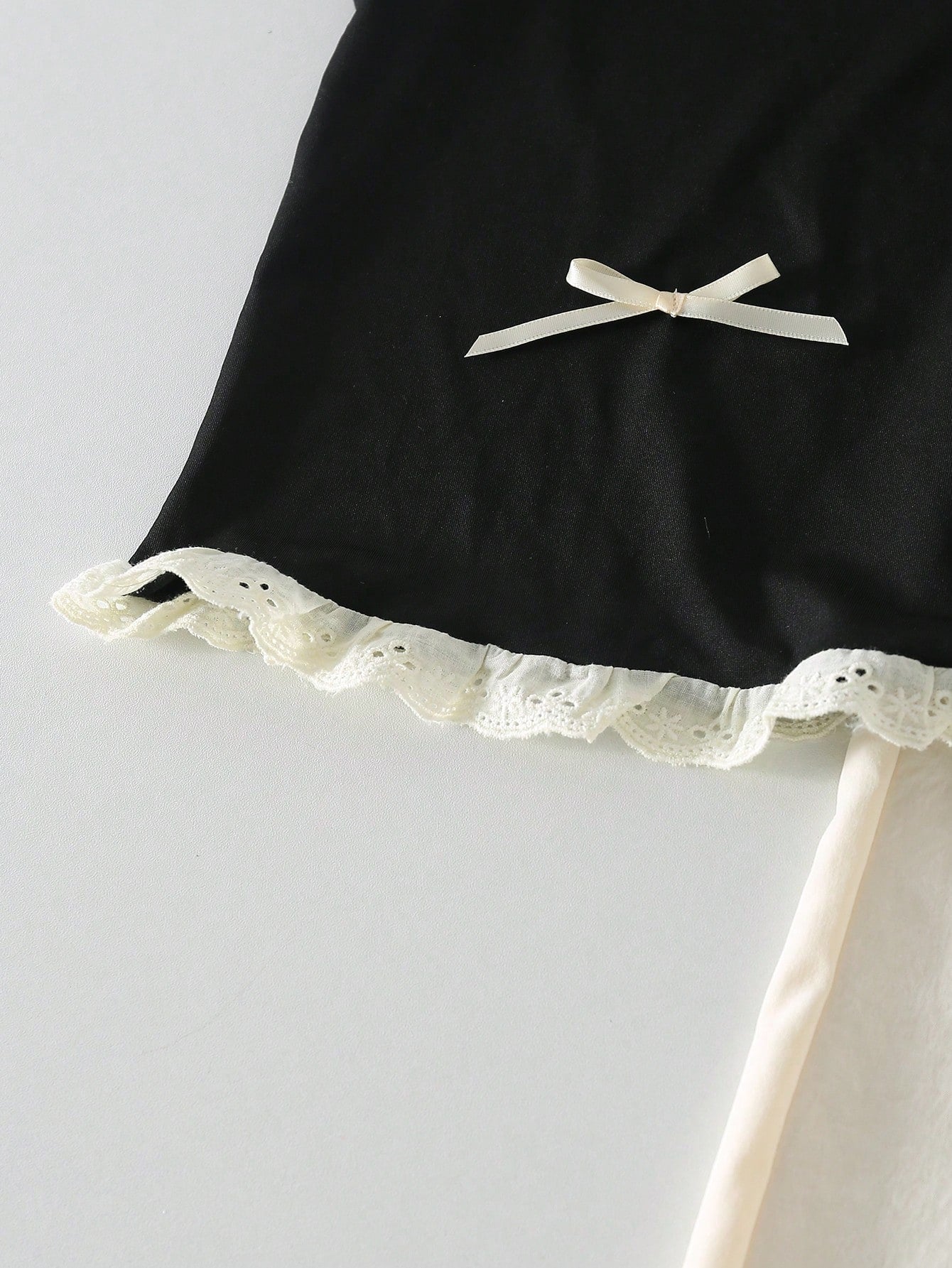 Lovely Crew Neck Sleeveless 3D Bow Embroidery Floral Lace Vest And Elastic Waist Floral Splice Wide Leg Pants