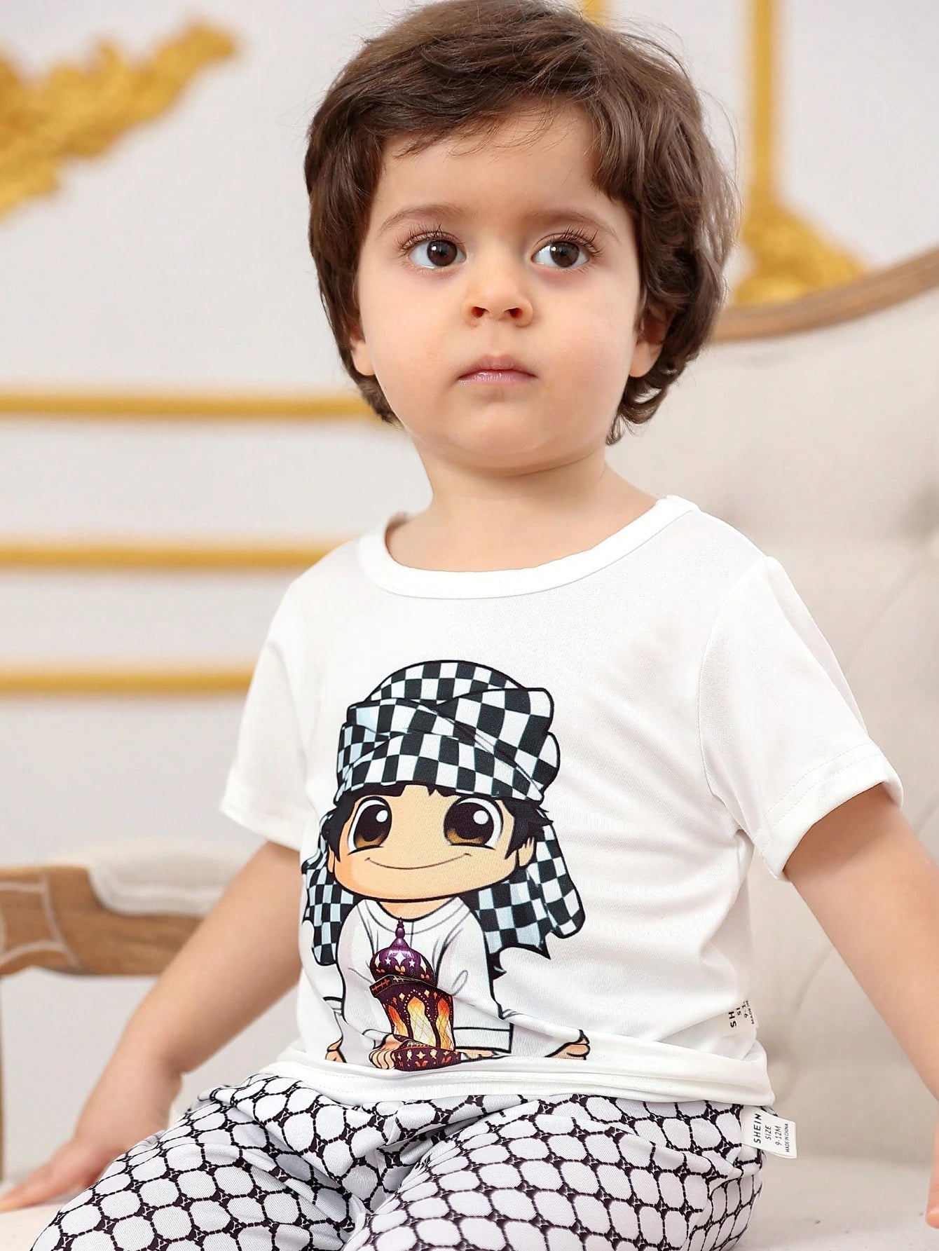 Baby Boy Crew Neck Short Sleeve Printed Casual Top And Pants Set