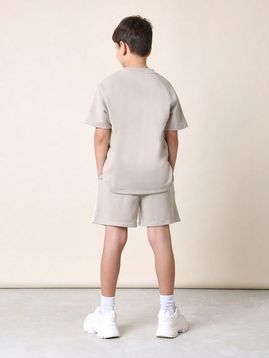 Tween Boys Comfy Regular Fit Short Sleeve Tee And Blocked Short