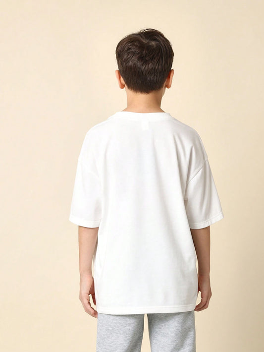 Tween Boys Comfy 2 Pack Set Oversized Fit Short Sleeve Black And White Tee