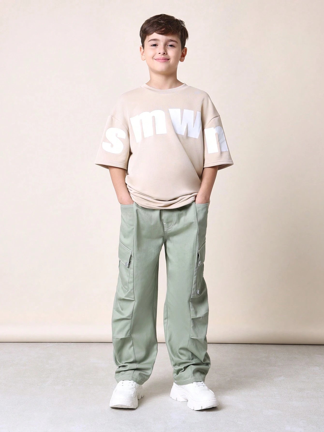 Tween Boys Comfy Oversized Fit Elbow Sleeve Tee With Graphic Print