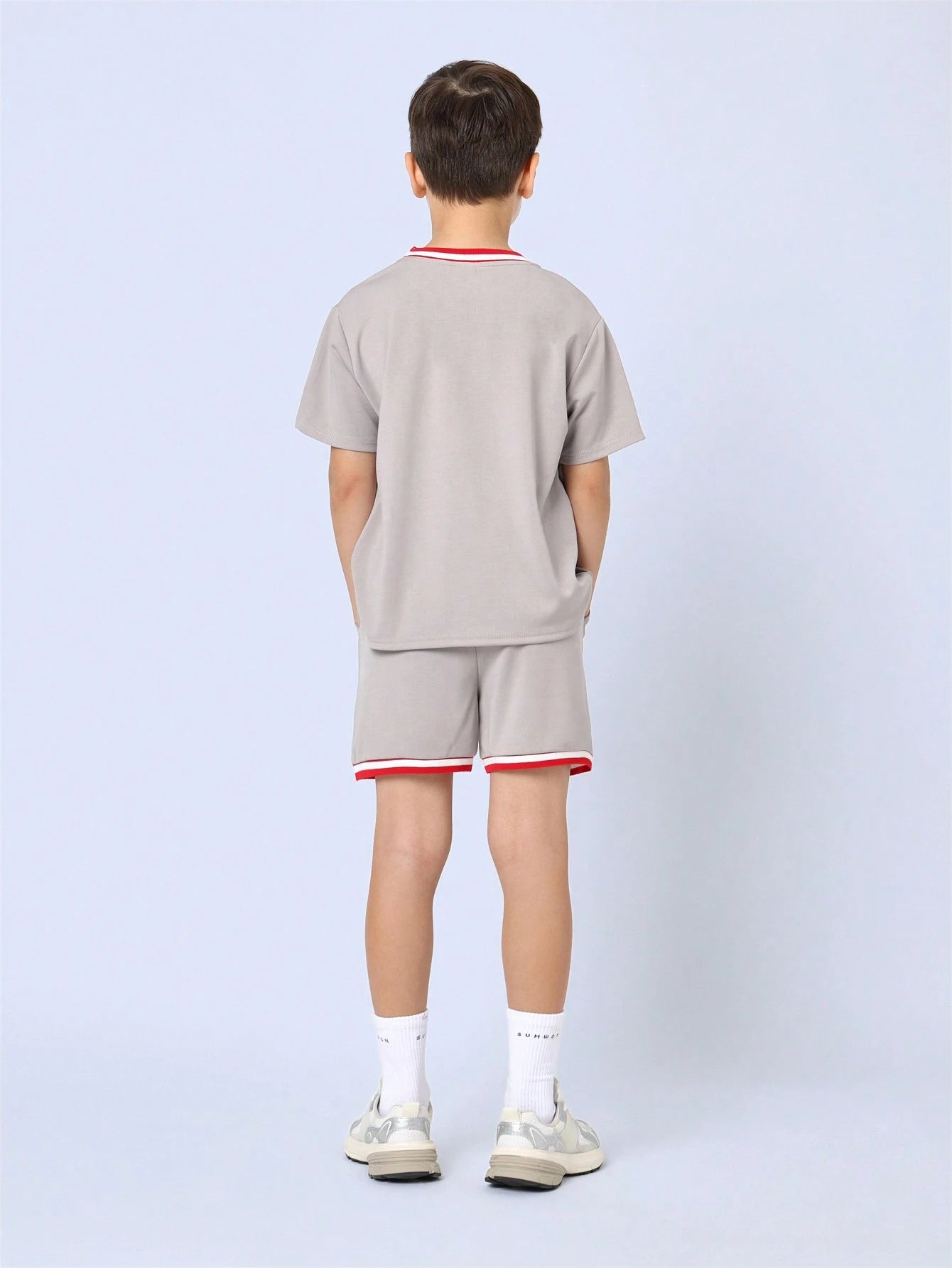 Tween Boys Comfy Regular Fit Fit Short Sleeve Tee And Short With Stripe Rib