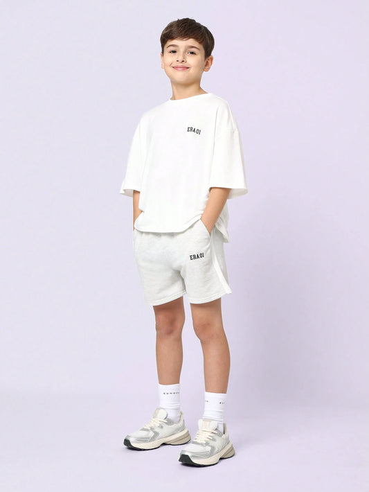 Tween Boys Comfy Regular Fit Elbow Sleeve Tee And Short With Graphic Print Multicolor