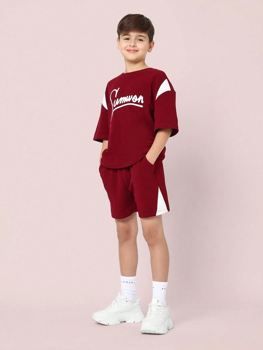Youth Athletic Leisure Two-Piece Set Burgundy