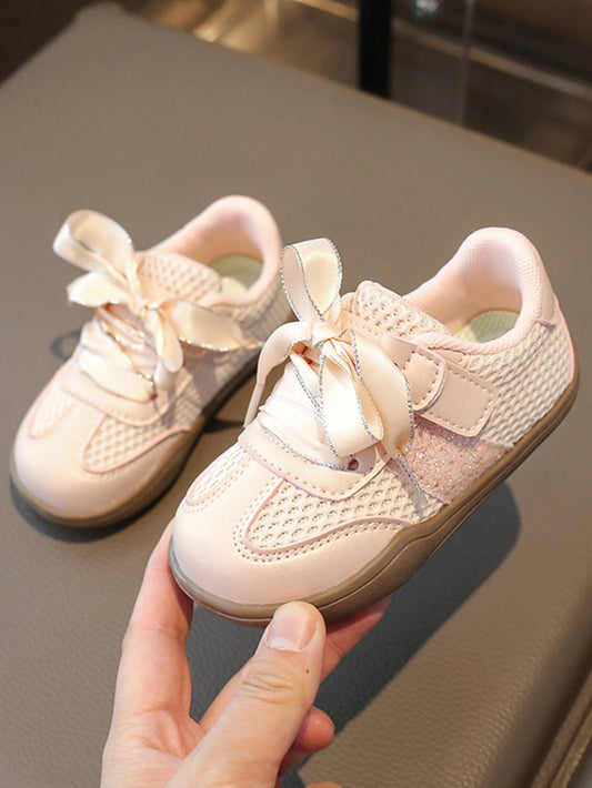 1 Pair Fashion Casual Mesh Sequin Ribbon Girls Children Sports Shoes