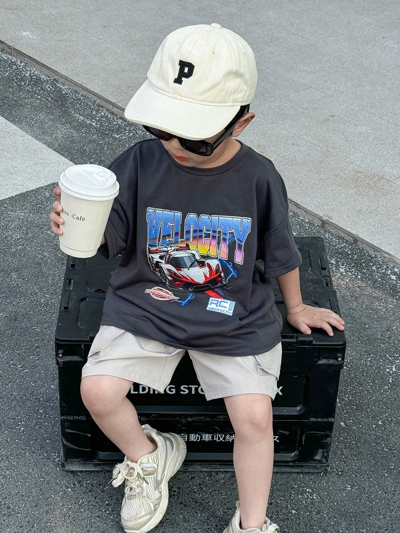 2pcs/Set Young Boys Casual Comfortable Car Print Short Sleeve Top And Shorts