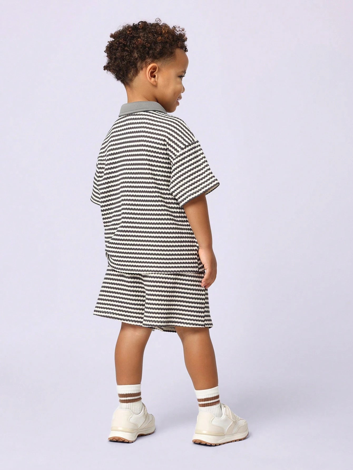 Young Boys Comfy Textured Short Sleeve Polo Shirt And Short