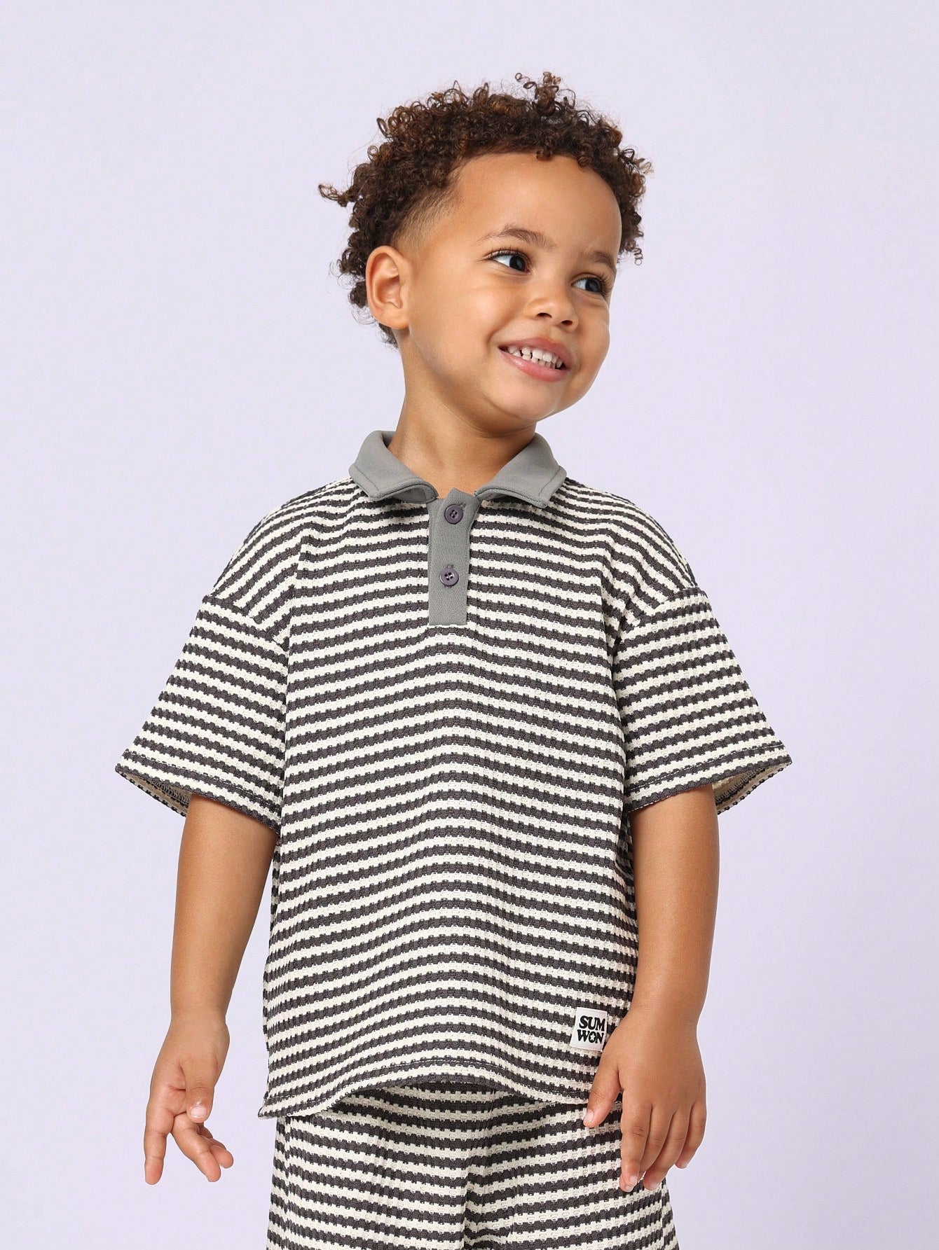 Young Boys Comfy Textured Short Sleeve Polo Shirt And Short