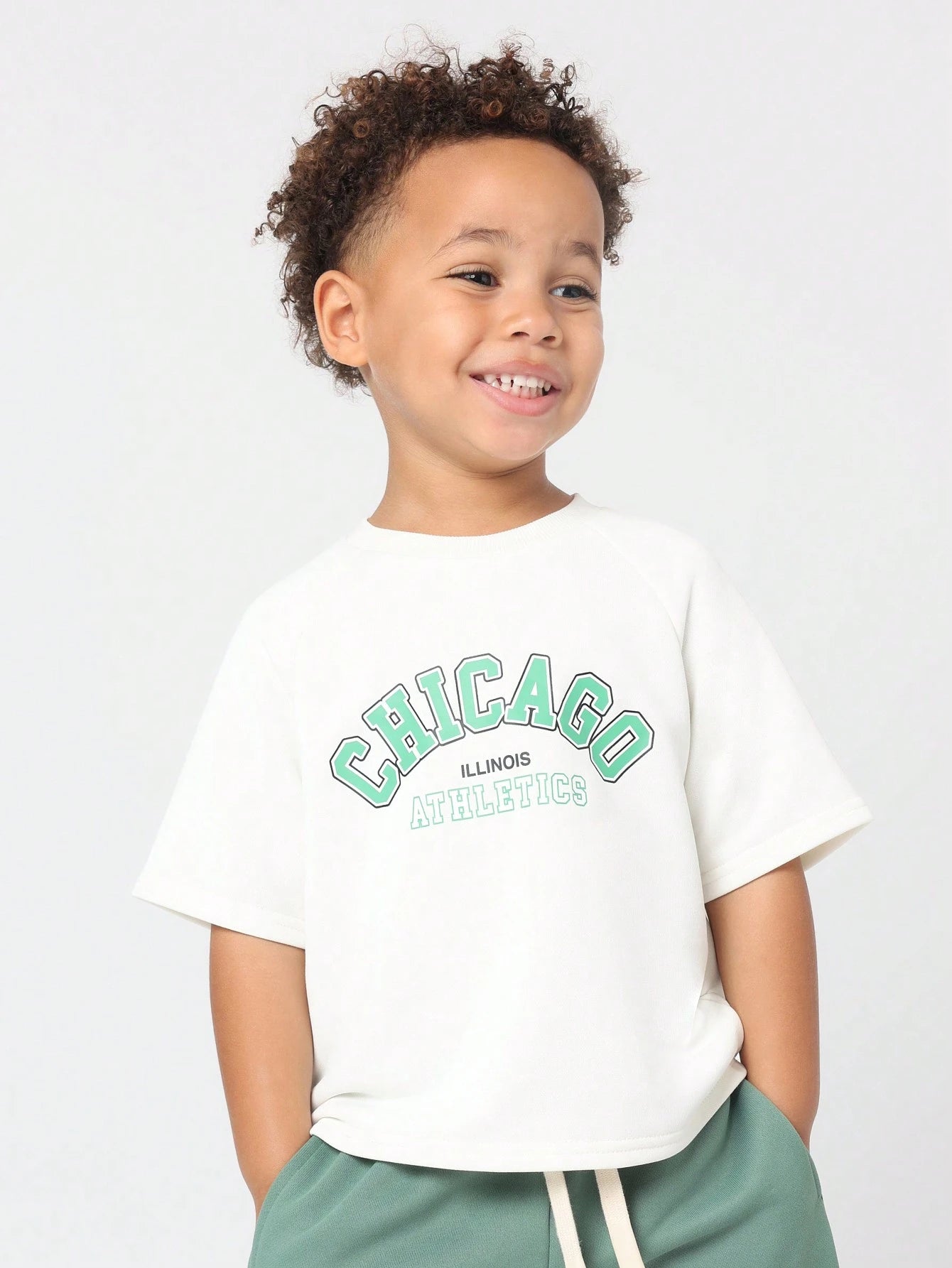 Young Boys Comfy Boxy Fit Raglan Short Sleeve T-Shirt And Contrast Short