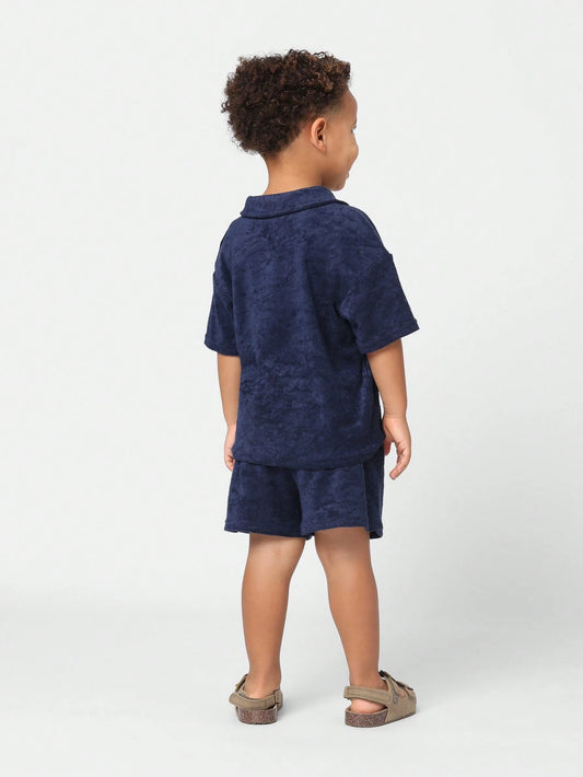 Young Girls Comfy Regular Fit Towelling Short Sleeve Polo Shirt And Short