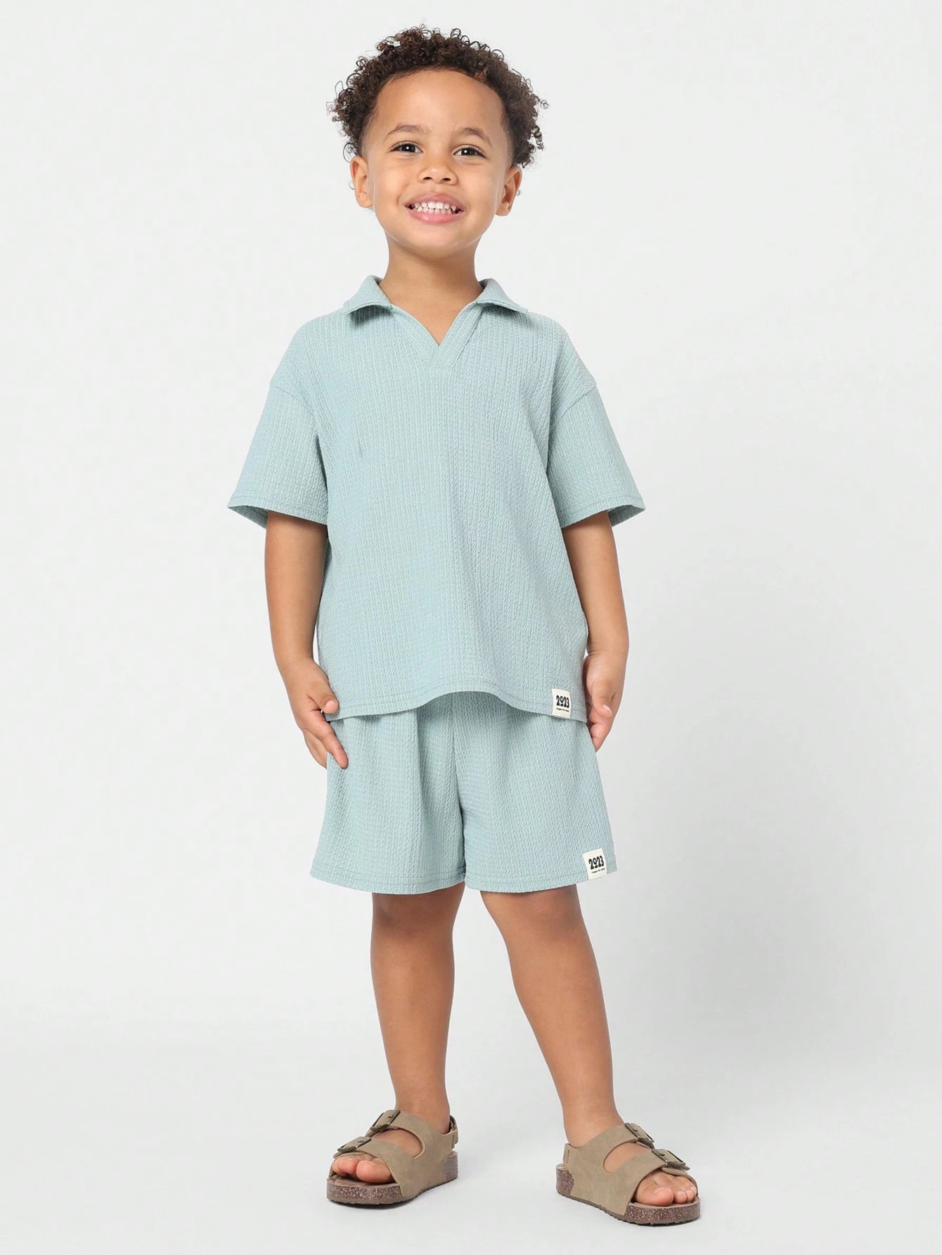 St Patricks Day Textured Cotton Blend Kids Leisure Two Piece Set Green