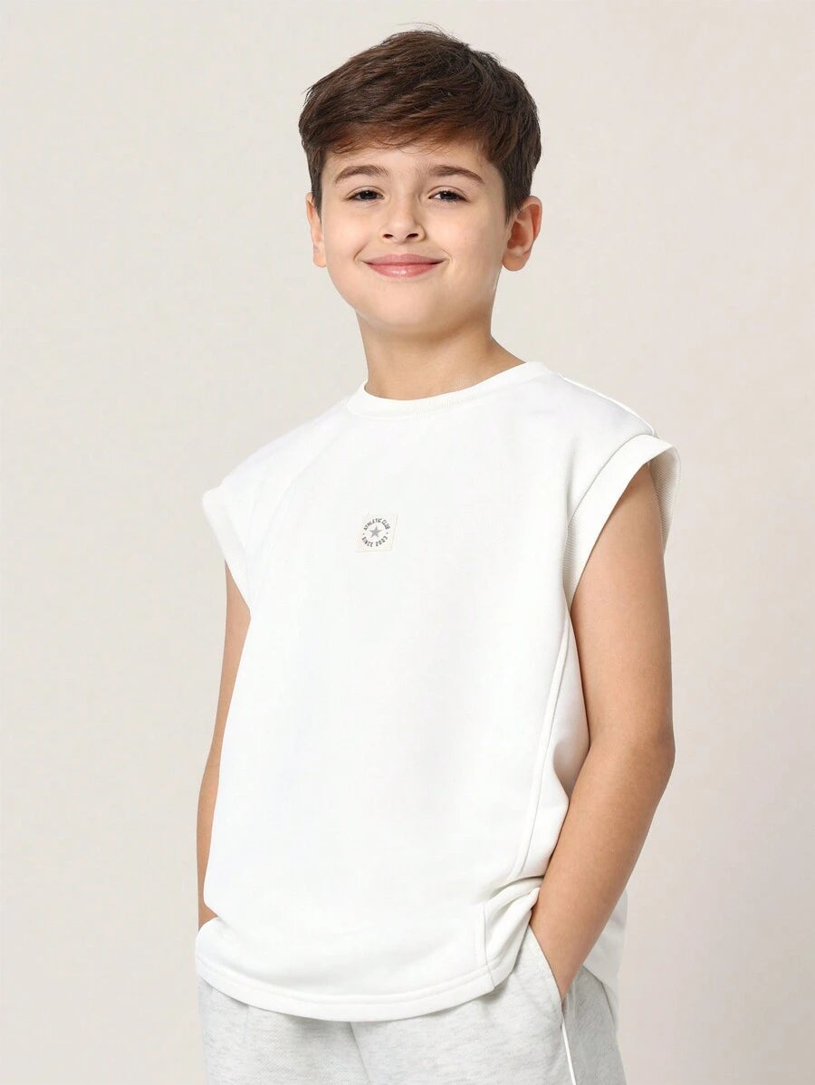 Tween Boys Comfy Regular Fit Tank Top And Contrast Straight Fit Sweatpants