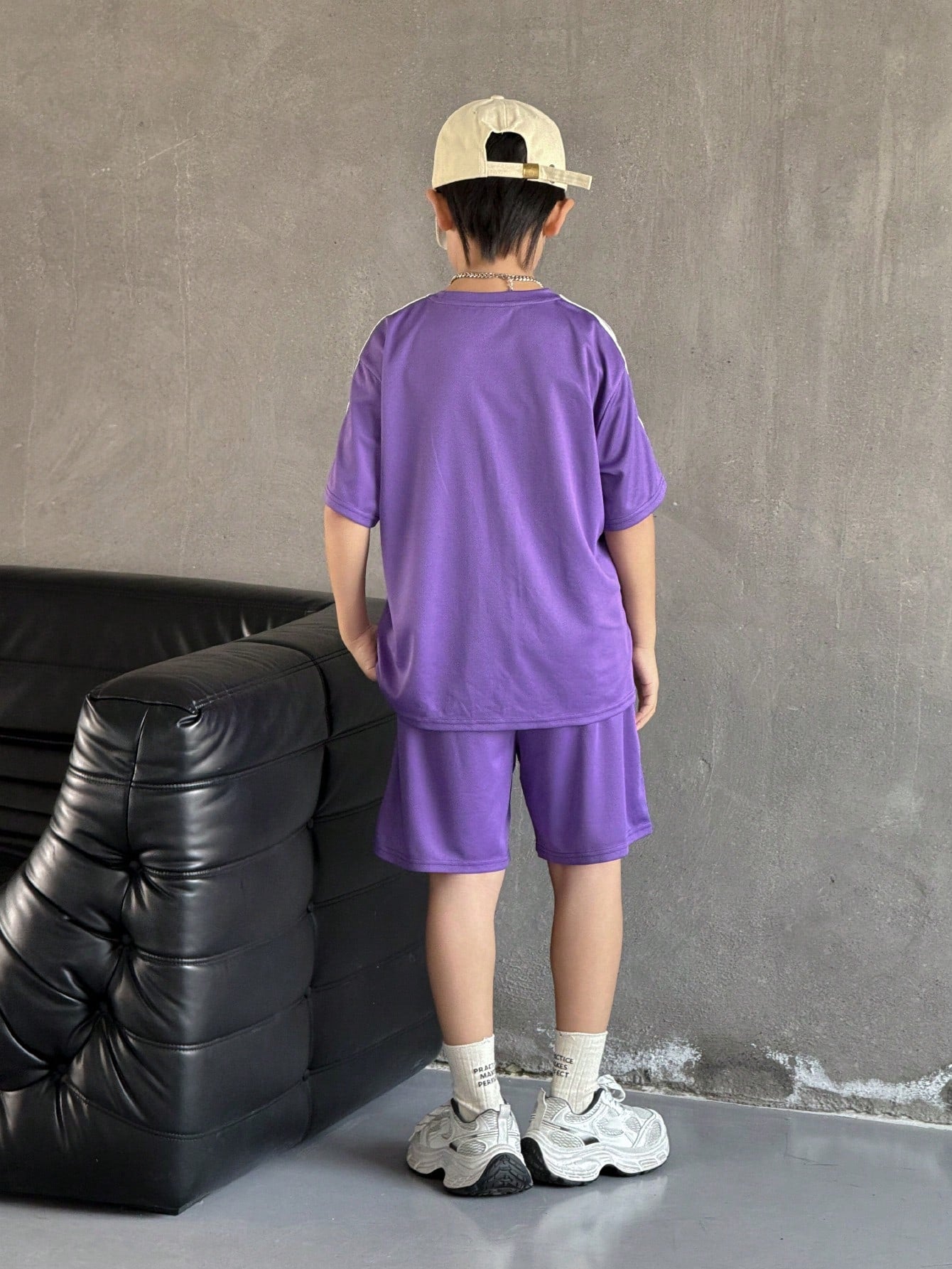 2pcs Tween Boys Casual Striped Short Sleeve T-Shirt And Shorts Set