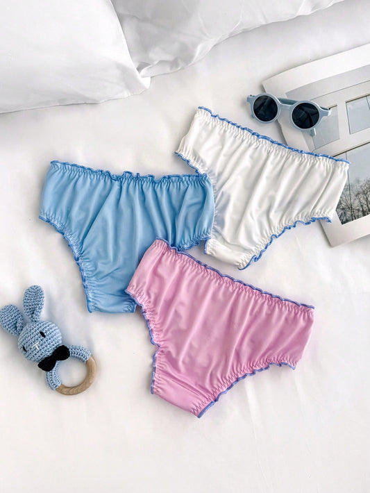 Tween Girl Cute Smurfette Smurfs Printed Lettuce Trim Panties