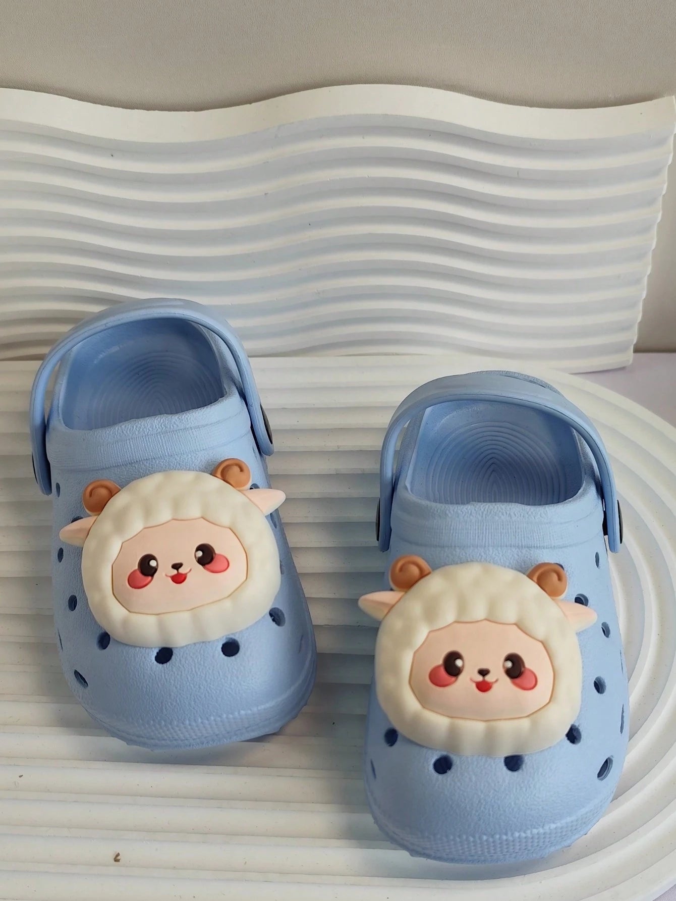 Soft Unisex Flat Slip-Resistant Two Wear Hole Shoes For Girls And Boys Baby Blue 2