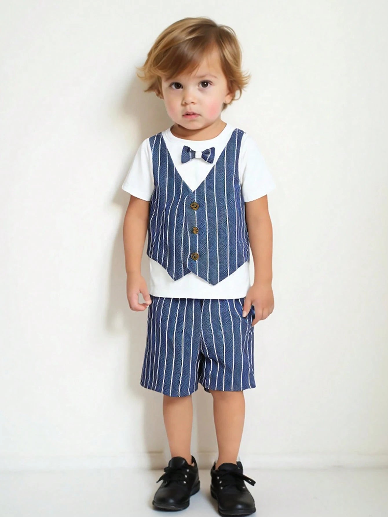 Baby Boy Casual Pullover Top And Elastic Waist Shorts Set