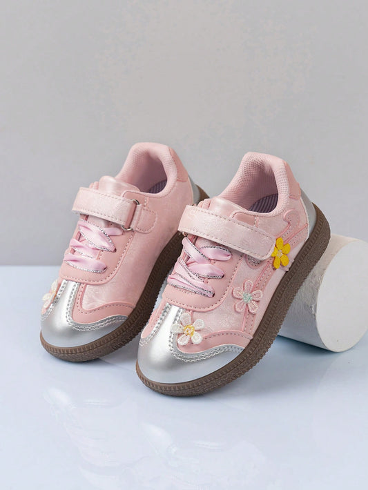 1 Pair Kids' Fashionable Comfortable Lace-Up Casual Sports Shoes Pink
