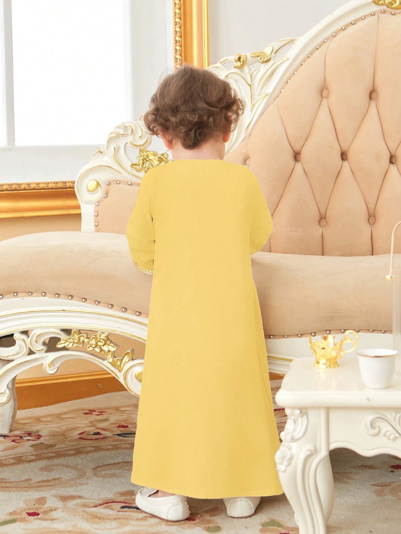 Traditional Embroidered Open Front Long Robe For Baby Boys