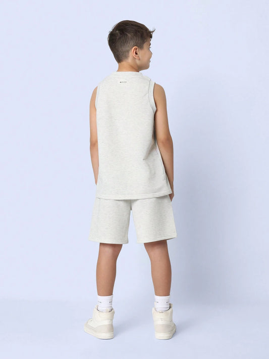 Tween Boys Comfy Regular Fit Tank Top And Short With Graphic Print