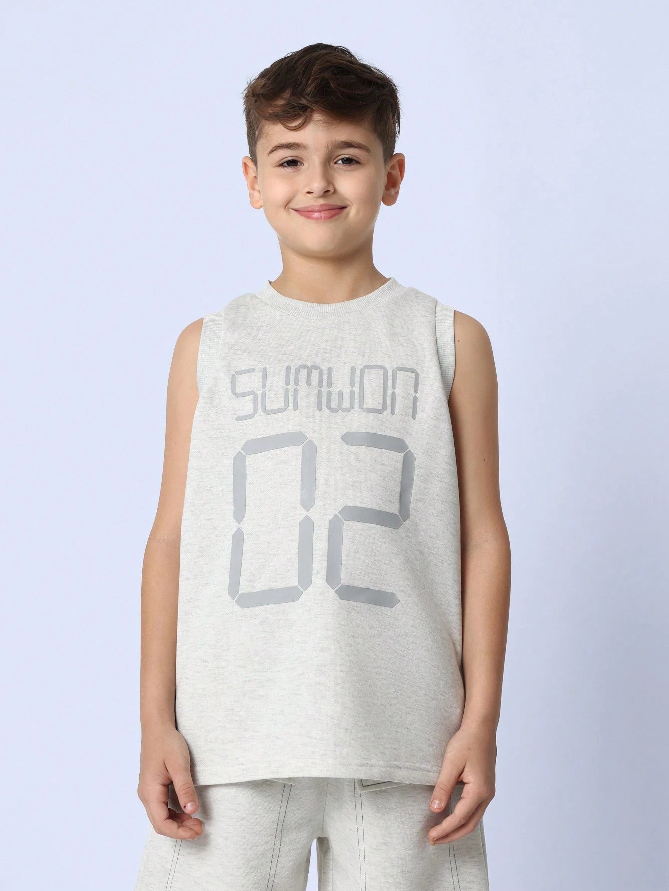 Tween Boys Comfy Regular Fit Tank Top And Short With Graphic Print