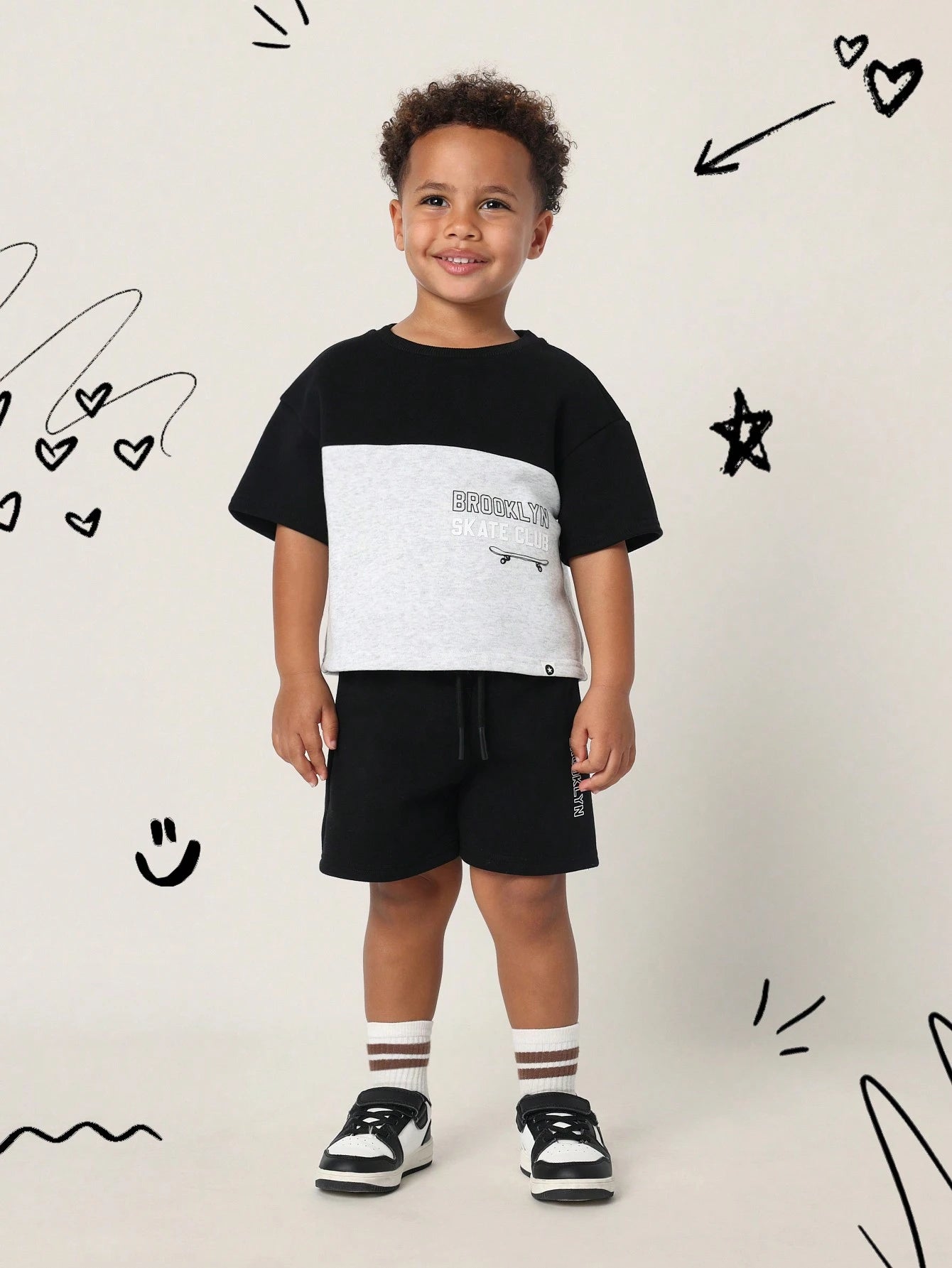 Young Boys Comfy Oversized Fit Colour Block Panel Short Sleeve T-Shirt And Short Multicolor