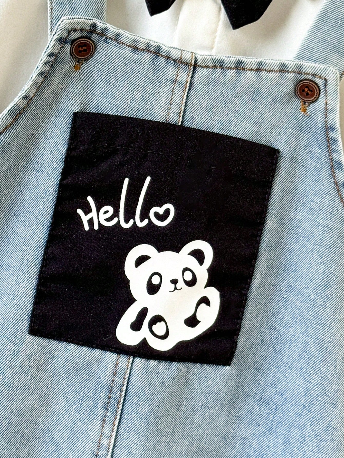 Baby Boy Casual Short Sleeve Gentleman Style Shirt Top And Cute Hello Panda Print Pocket Denim Overalls Pants