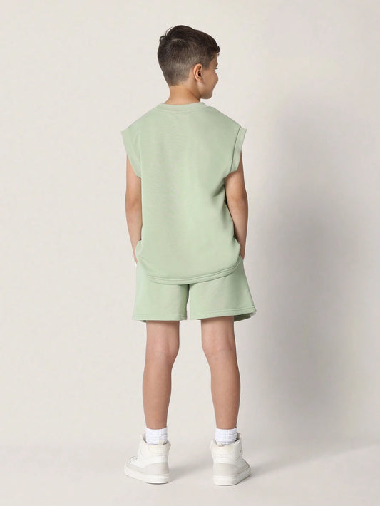 Stylish Lucky Charm Athletic Sleeveless Tank Top And Shorts Set