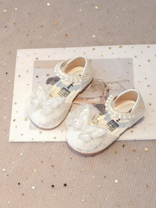 Girls' Glossy Butterfly Decor Comfortable Flat Outdoor Sandals