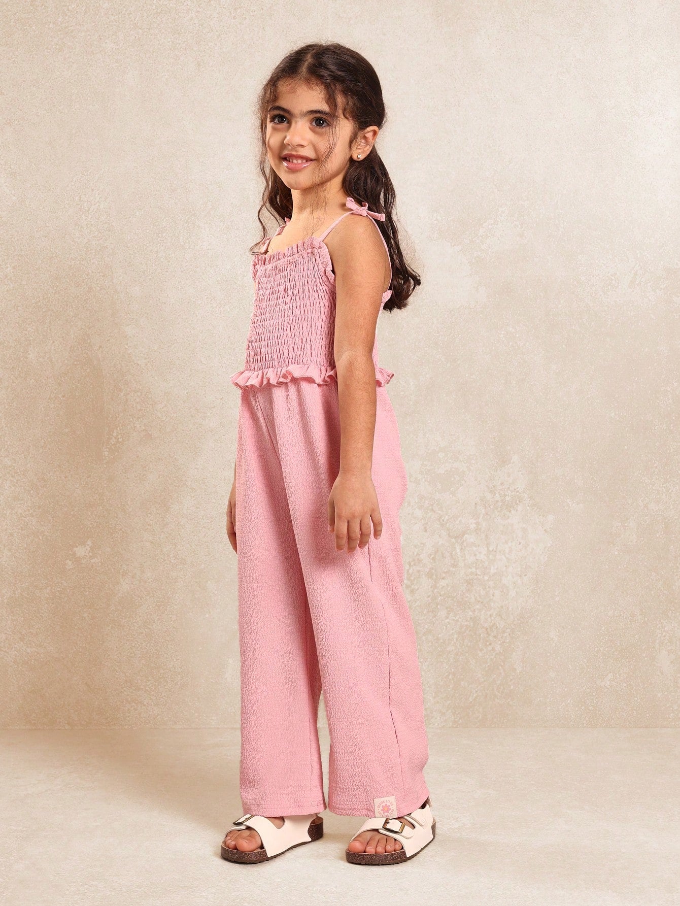 Young Girls Comfy Ruched Ruffle Jumpsuit