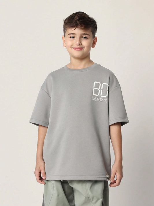 Tween Boys Comfy Oversized Fit Short Sleeve Tee With Number Graphic Print