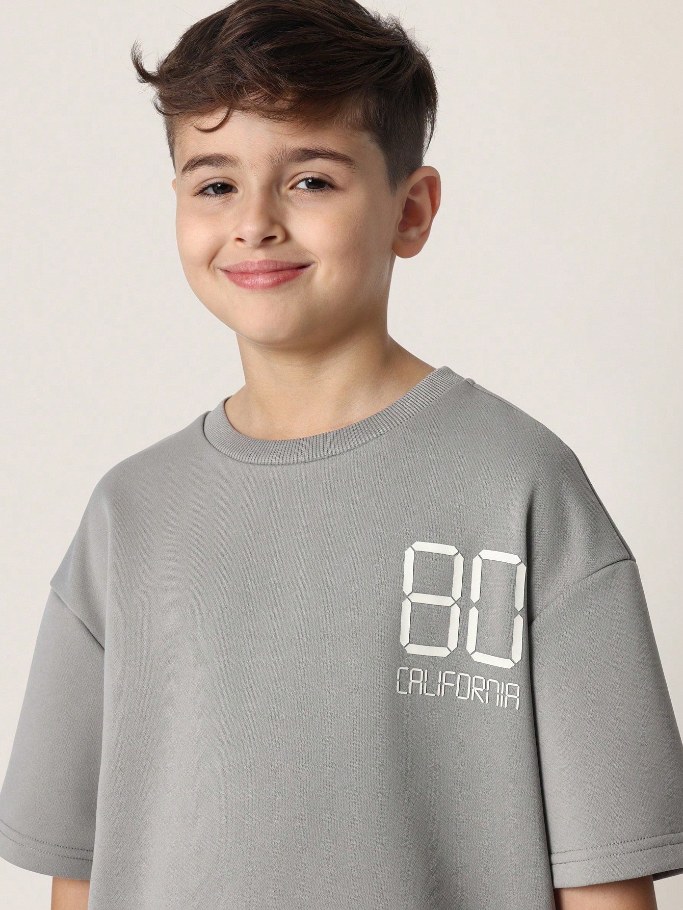Tween Boys Comfy Oversized Fit Short Sleeve Tee With Number Graphic Print