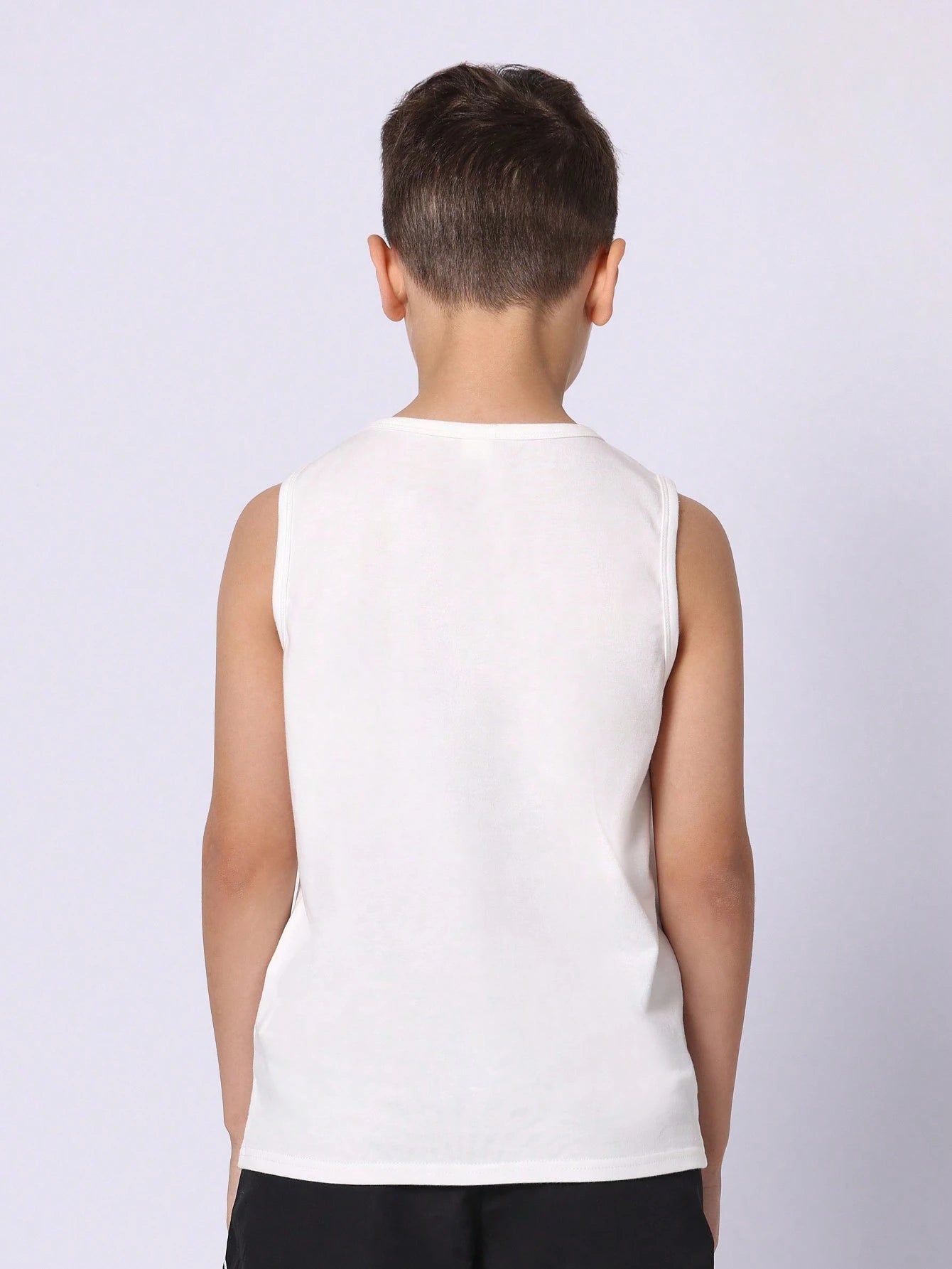 Tween Boys Comfy Solid White Tank Top With Branded Label
