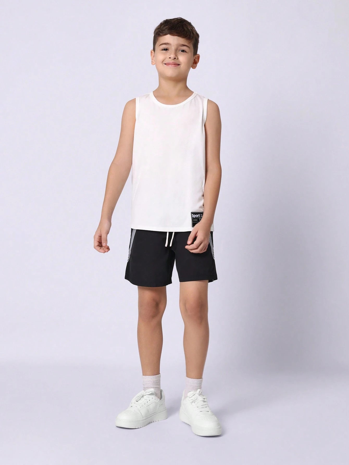 Tween Boys Comfy Solid White Tank Top With Branded Label