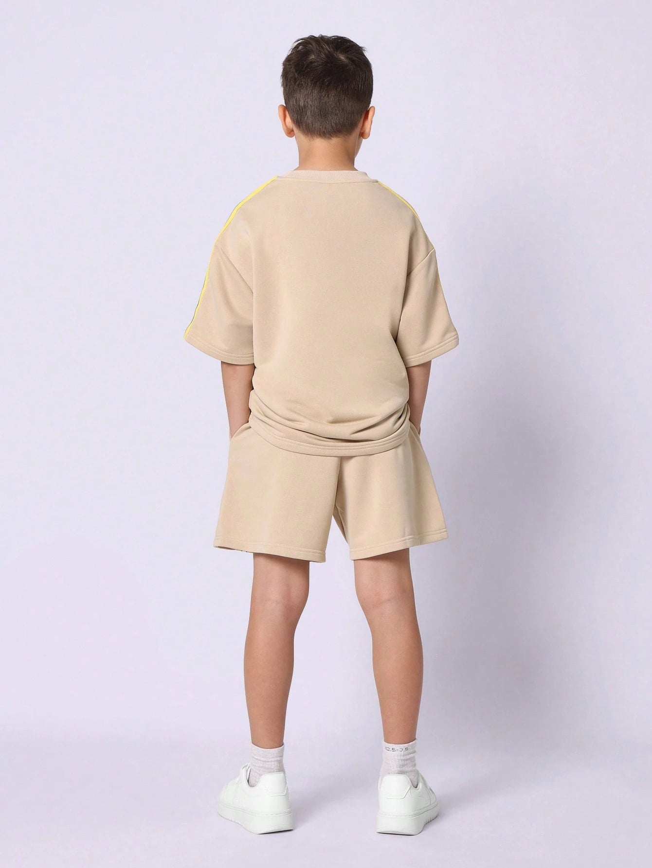 Tween Boys Comfy Oversized Fit Short Sleeve Tee And Short With Stripe Tape