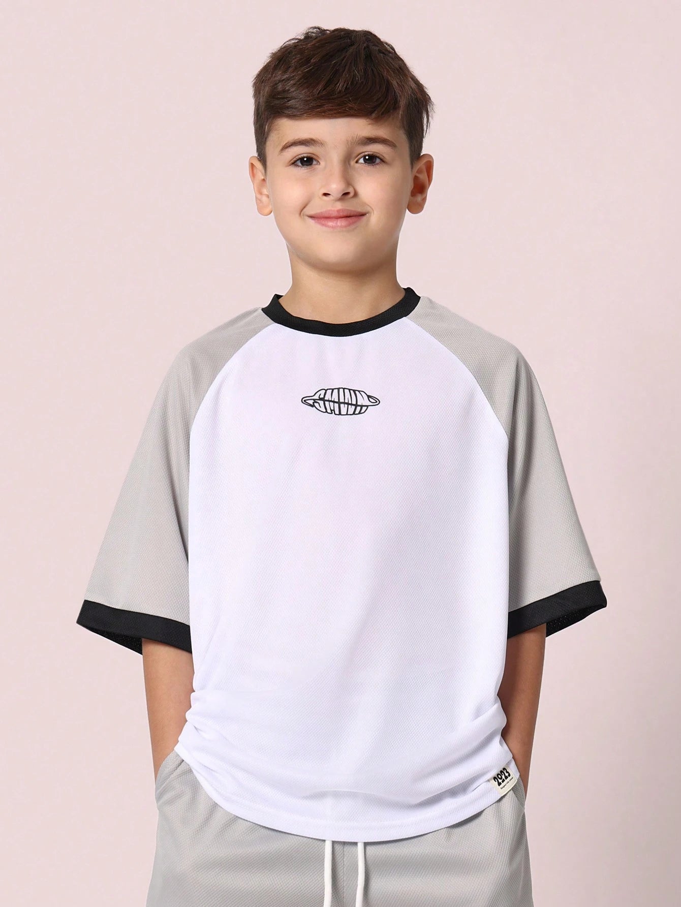 Tween Boys Comfy Oversized Fit Raglan Contrast Short Sleeve Tee And Short