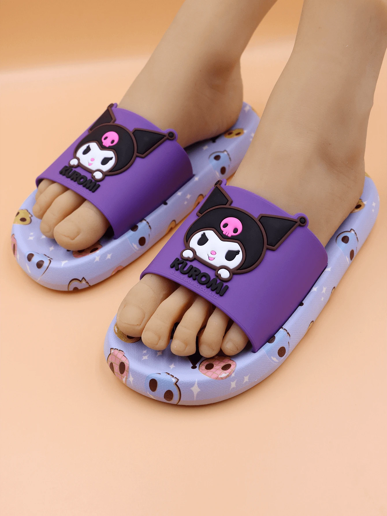 Sanrio Kuromi Cute Cartoon Open Toe Slippers Violet Purple