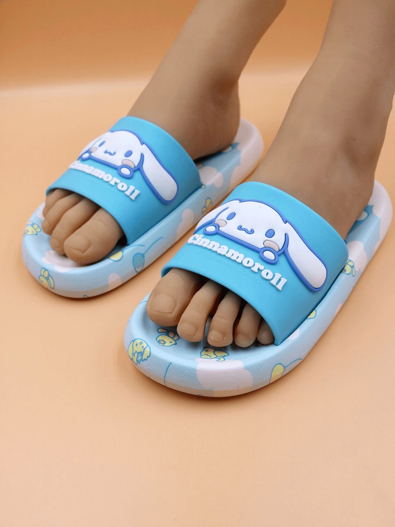 Sanrio Kuromi Cute Cartoon Open Toe Slippers Baby Blue